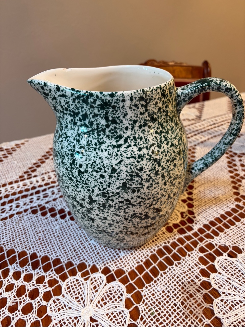 Green Speckled Ceramic Pitcher